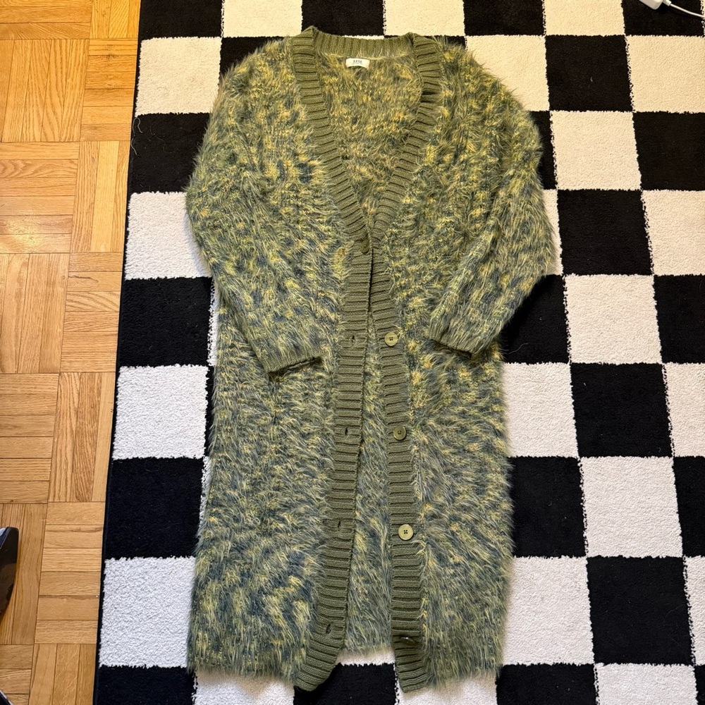 Olive Green Fuzzy Women's Sweater